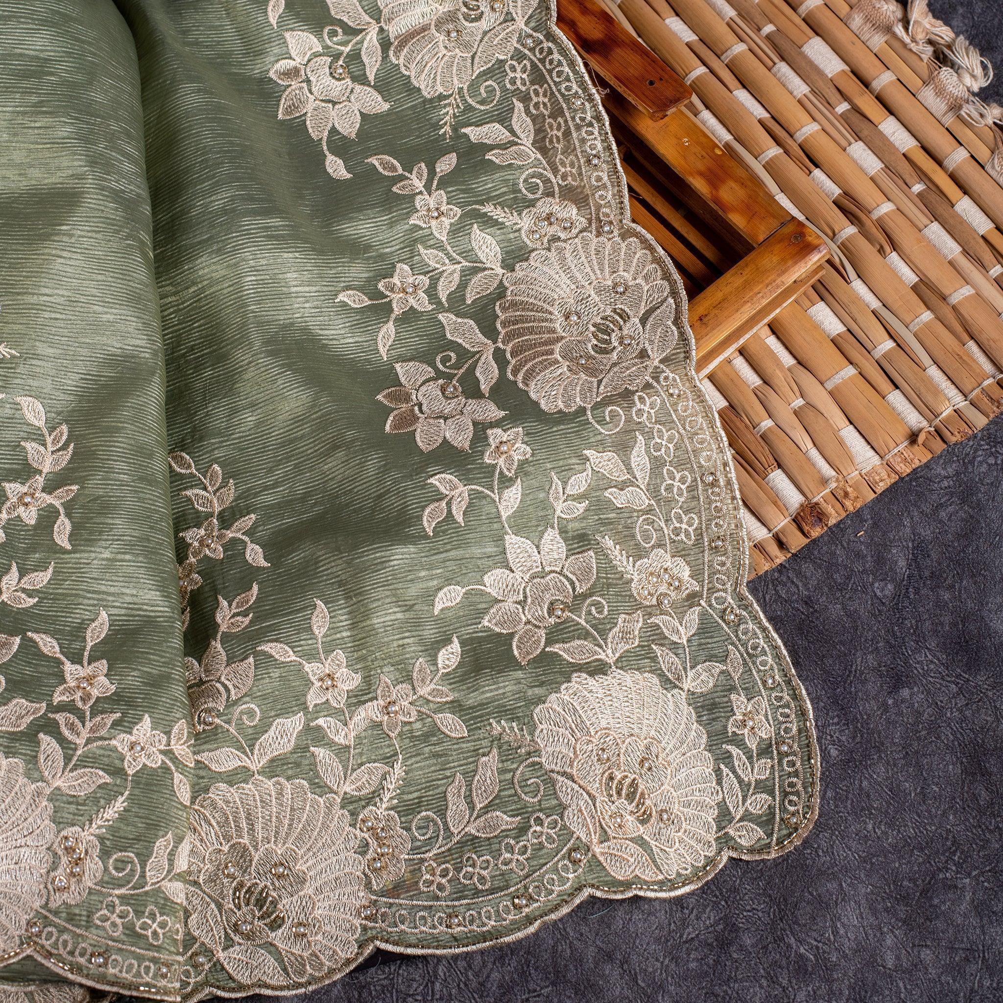 Crush Tissue Saree –  Pista Green Colour Secondary image