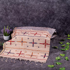 Semi Tussar Silk Saree – Dabu Print with Kantha Work Pallu - Kleem Boutique