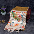 Semi Tussar Silk Saree – Zari Checks with Off-White Floral Pallu - Kleem Boutique