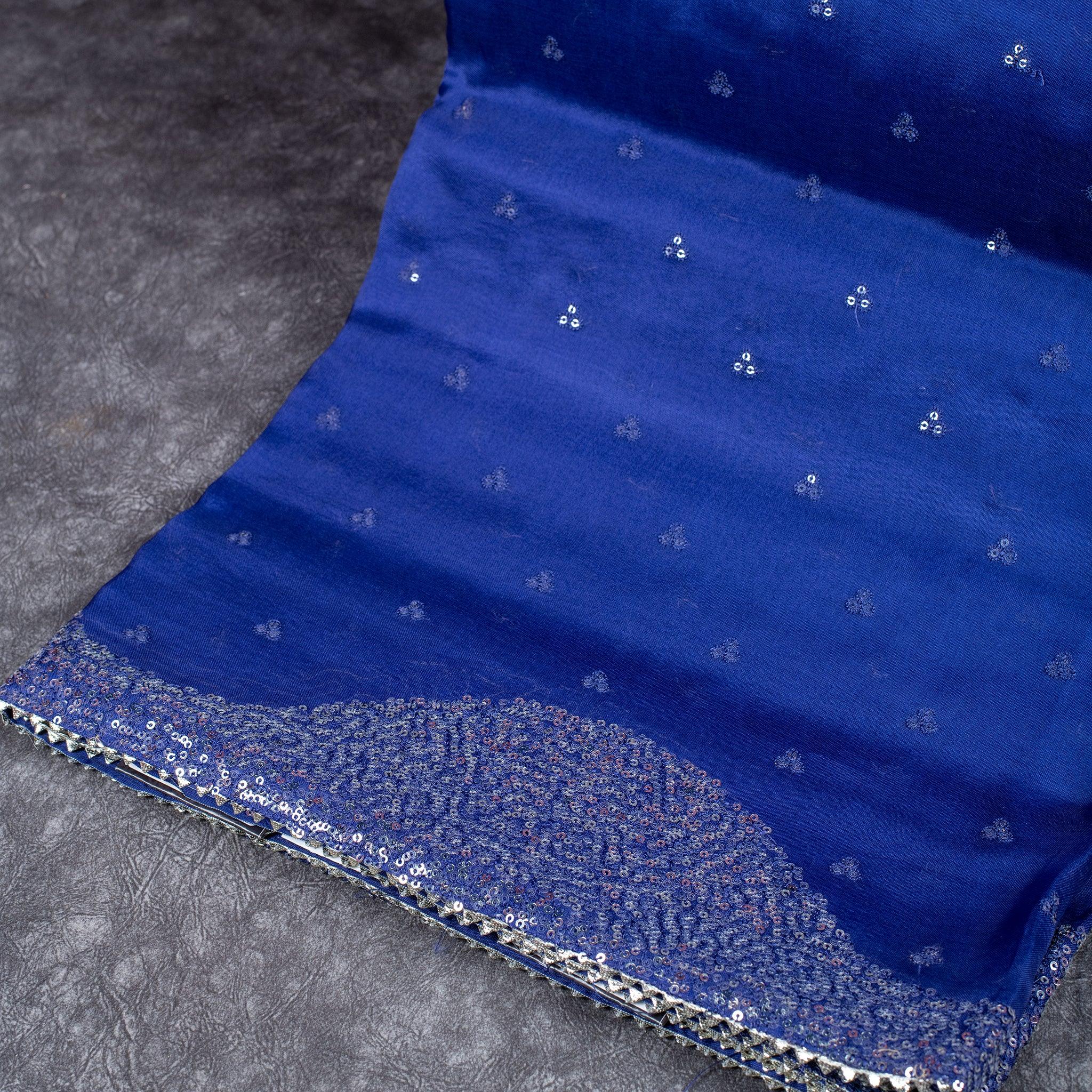 Handloom Kora Saree with Sequin Work – Deep Navy Blue Secondary image