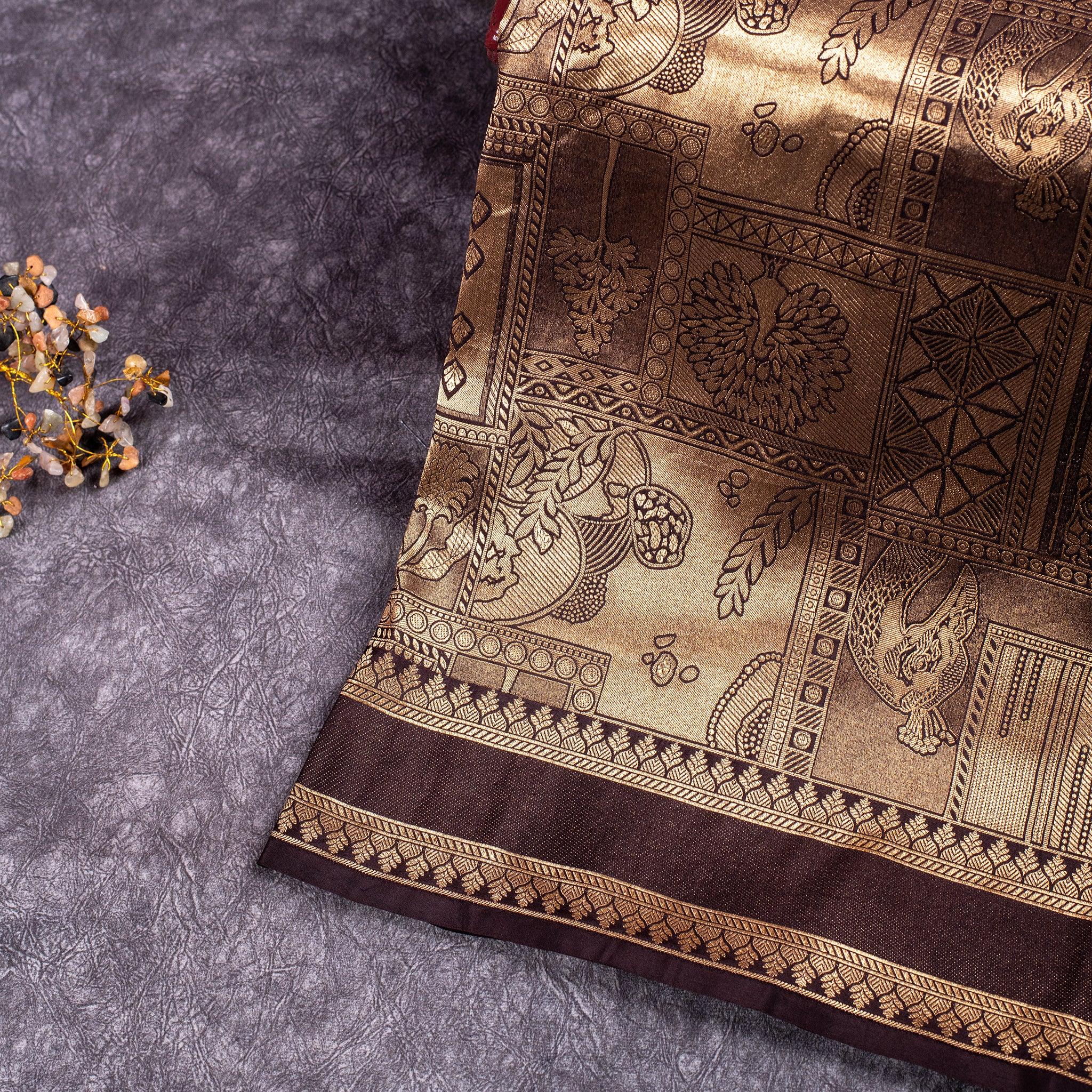 Pure Handloom Banarasi Brocade Saree with Animal Motifs Secondary image