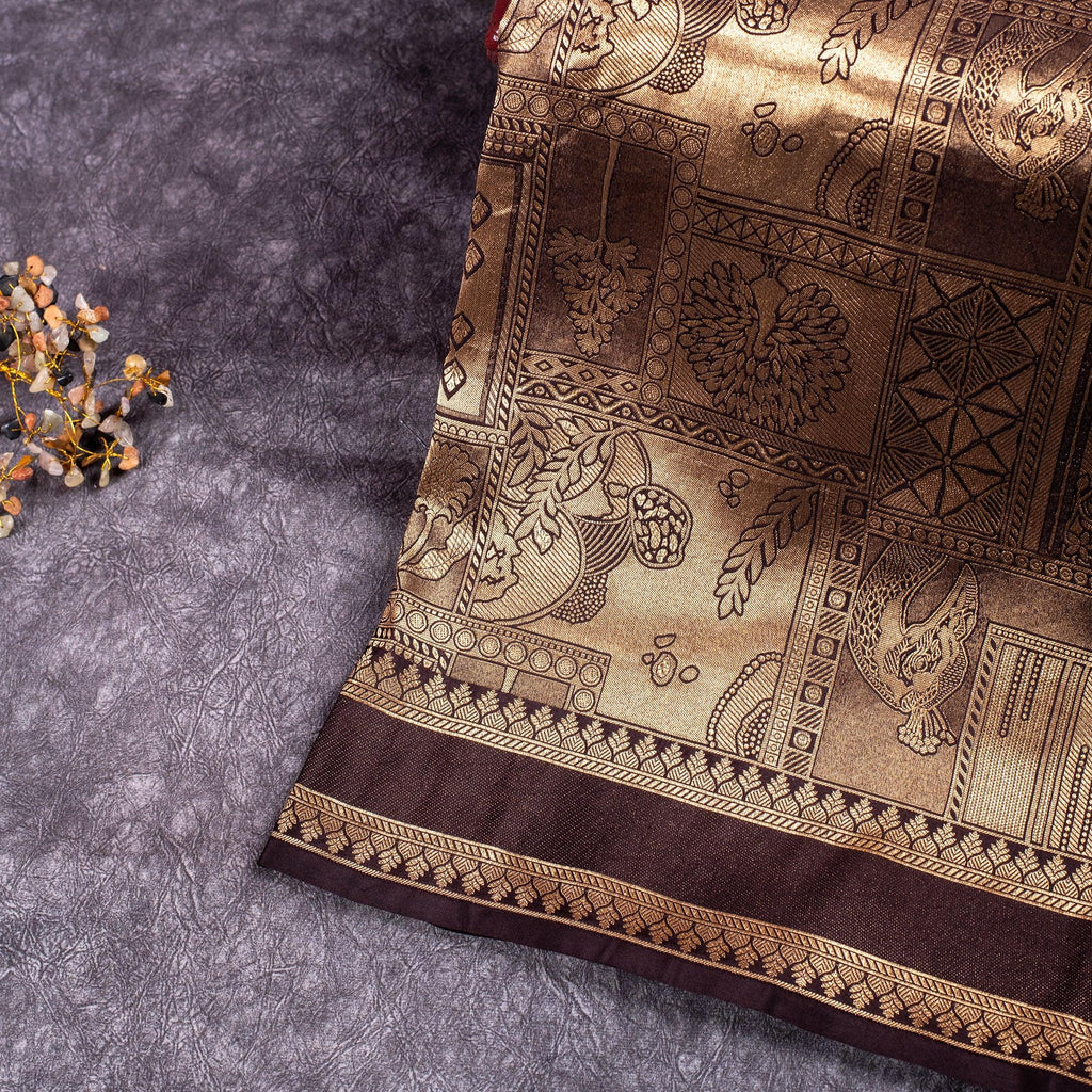 Pure Handloom Banarasi Brocade Saree with Animal Motifs - Kleem Boutique