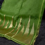 Pure Handloom Kora Silk Saree with Sequins Embroidery – Parrot Green