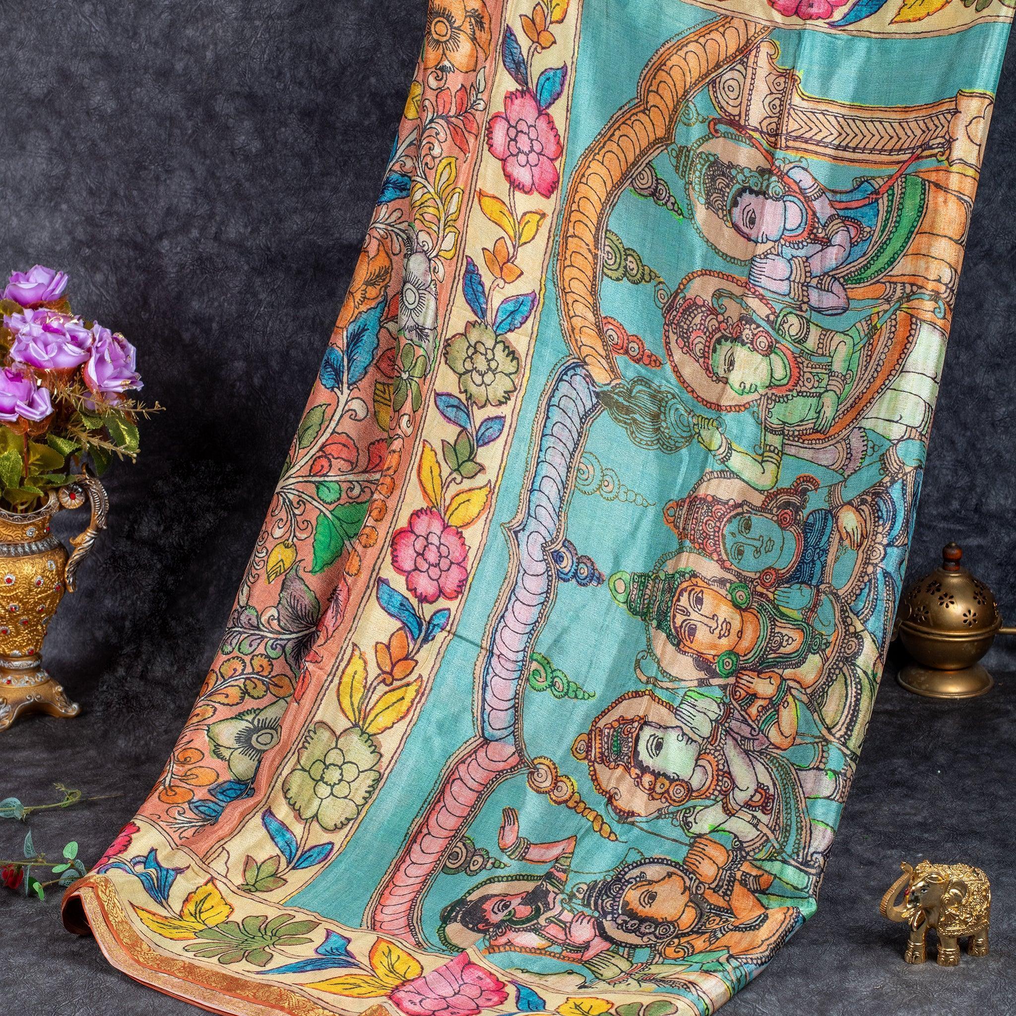 Chinnon Crepe Saree – Multicolour Elegance - Kleem Boutique