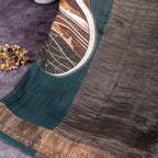 Handloom Soft Tussar Silk Saree – Digital Print with Antique Zari - Kleem Boutique