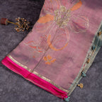 Handloom Organza Tissue Saree – Floral Digital Print with Hand Embroidery - Kleem Boutique