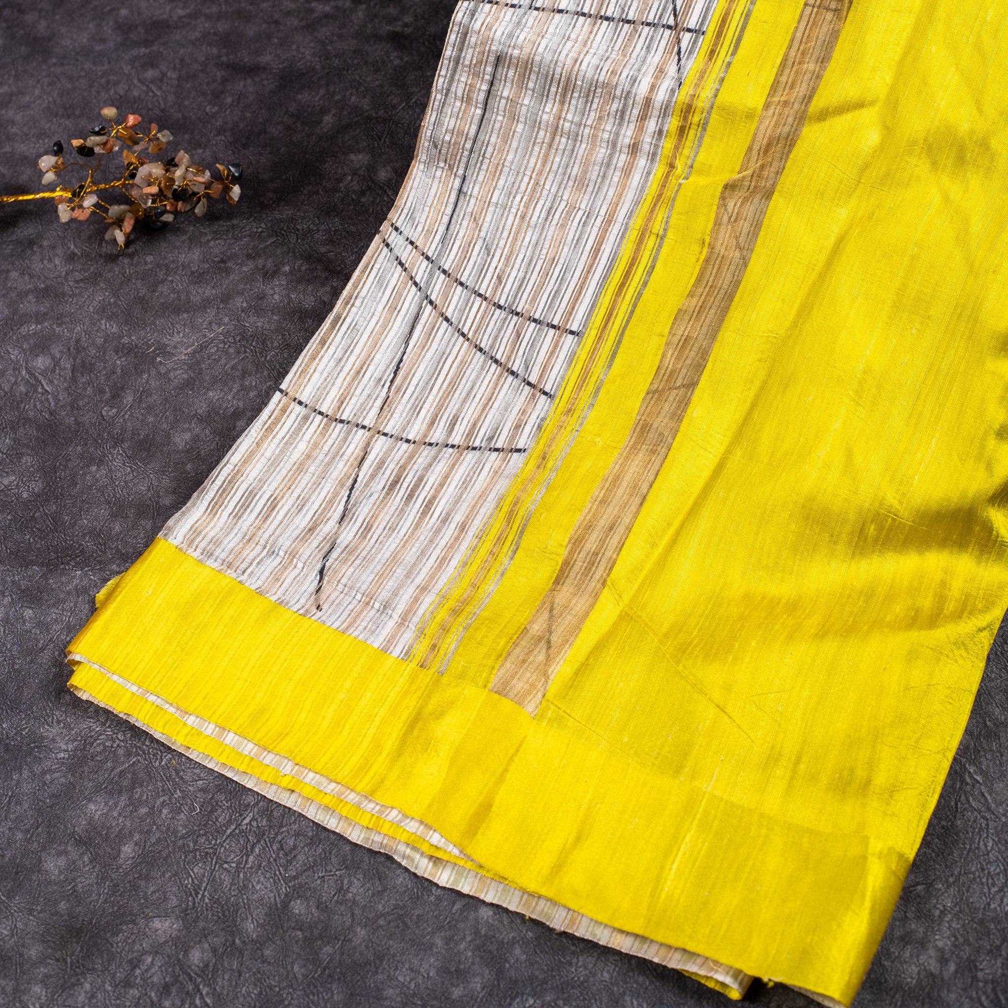 Pure Handloom Tissue Kora Saree – Digital Print Elegance Secondary image
