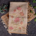 Linen Tissue Silk Saree – Off-White Digital Print - Kleem Boutique