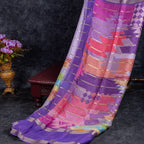 Shrinagar Silk Saree – Chinnon Crepe Fabric-Lavender with Dark Purple - Kleem Boutique