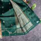 Banarasi Kora Saree – Bottle Green - Kleem Boutique