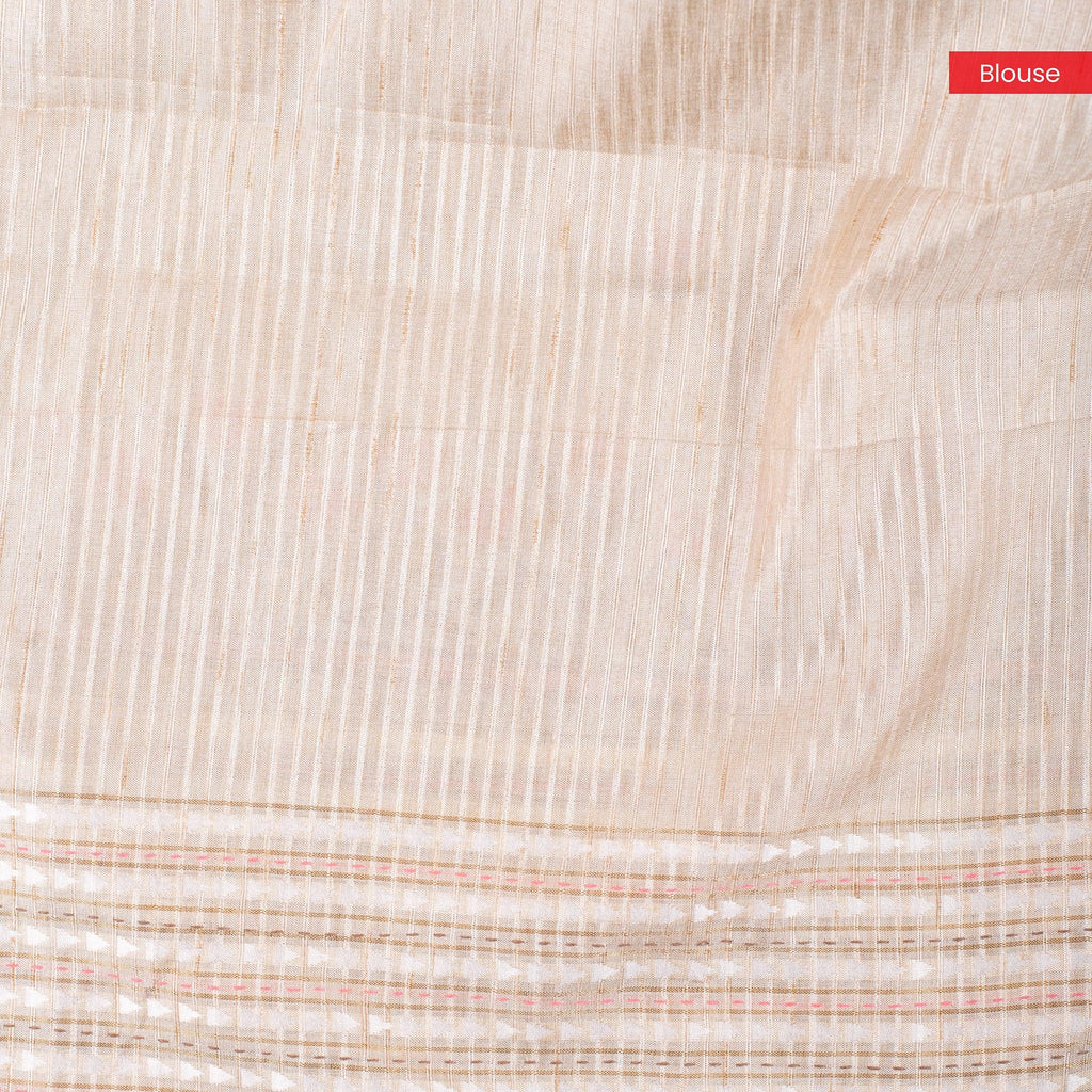 Semi Tussar Silk Saree – Floral Motifs with Kantha Work Border - Kleem Boutique