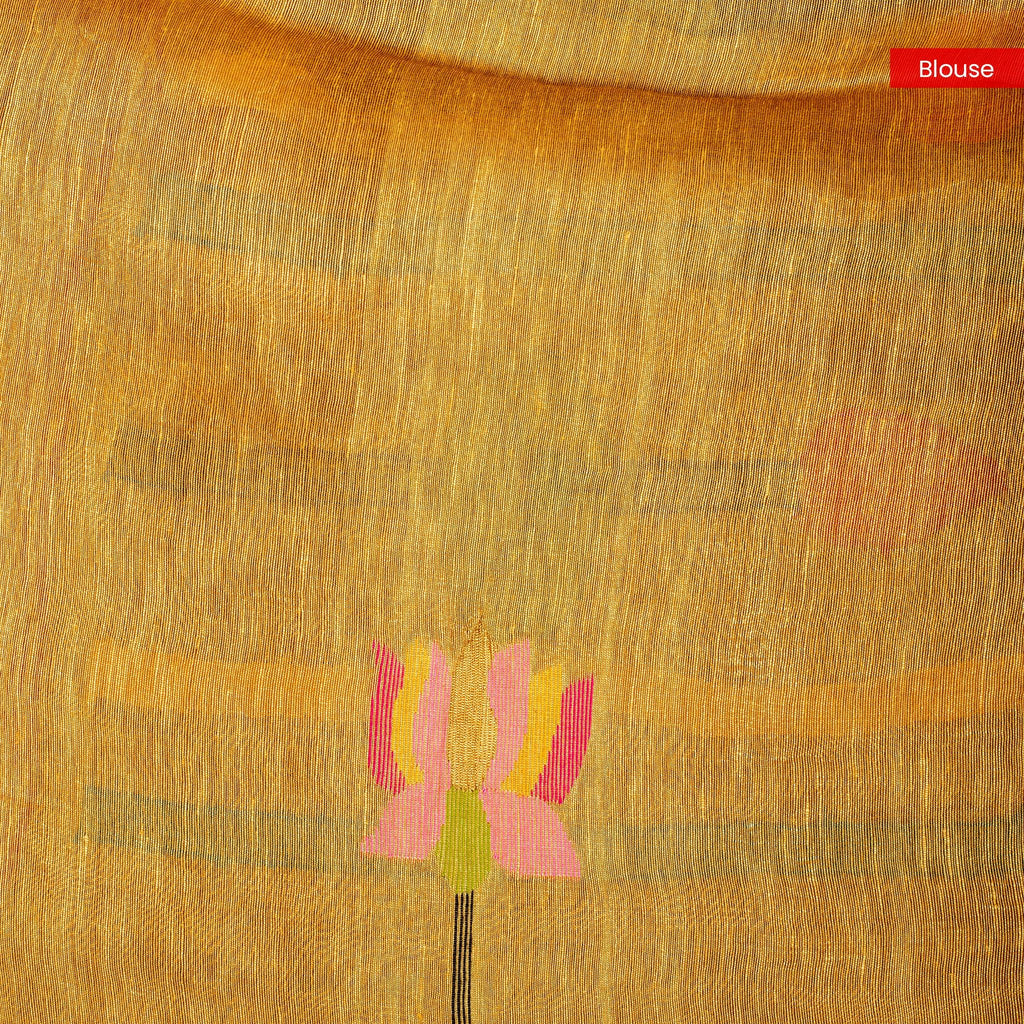 Matka Silk Jamdani Saree – Handwoven Artistic Elegance - Gold - Kleem Boutique