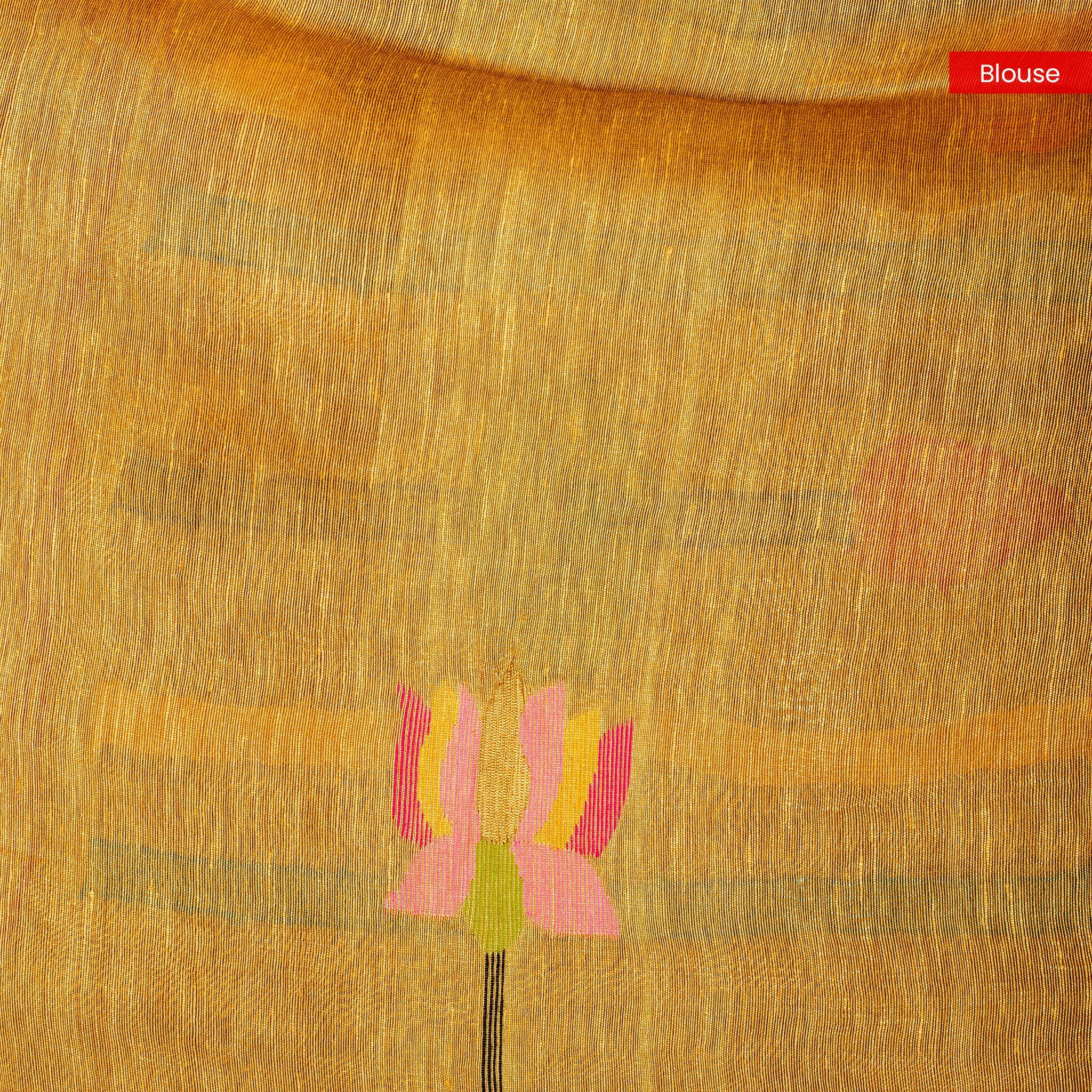 Matka Silk Jamdani Saree – Handwoven Artistic Elegance - Gold - Kleem Boutique