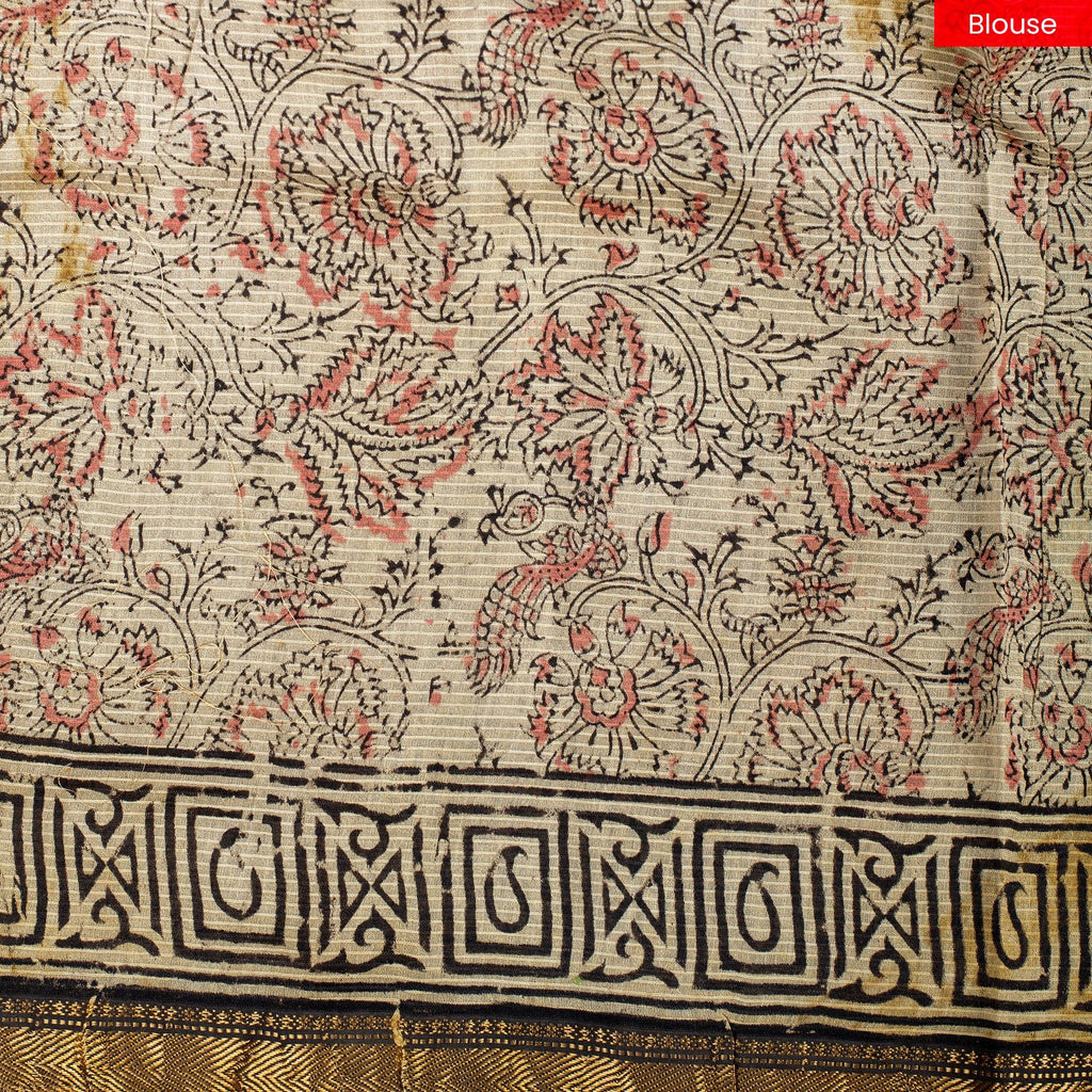 Pure Handloom Maheshwari Cotton Saree with Floral Digital Print - Light Greenish Yellow - Kleem Boutique