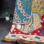 Pure Handloom Nizam Border Silk Saree with Kalamkari Print - Mehandi Green - Kleem Boutique