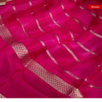 Shrinagar Silk Saree – Chinnon Crepe Fabric - Cream with Pink - Kleem Boutique