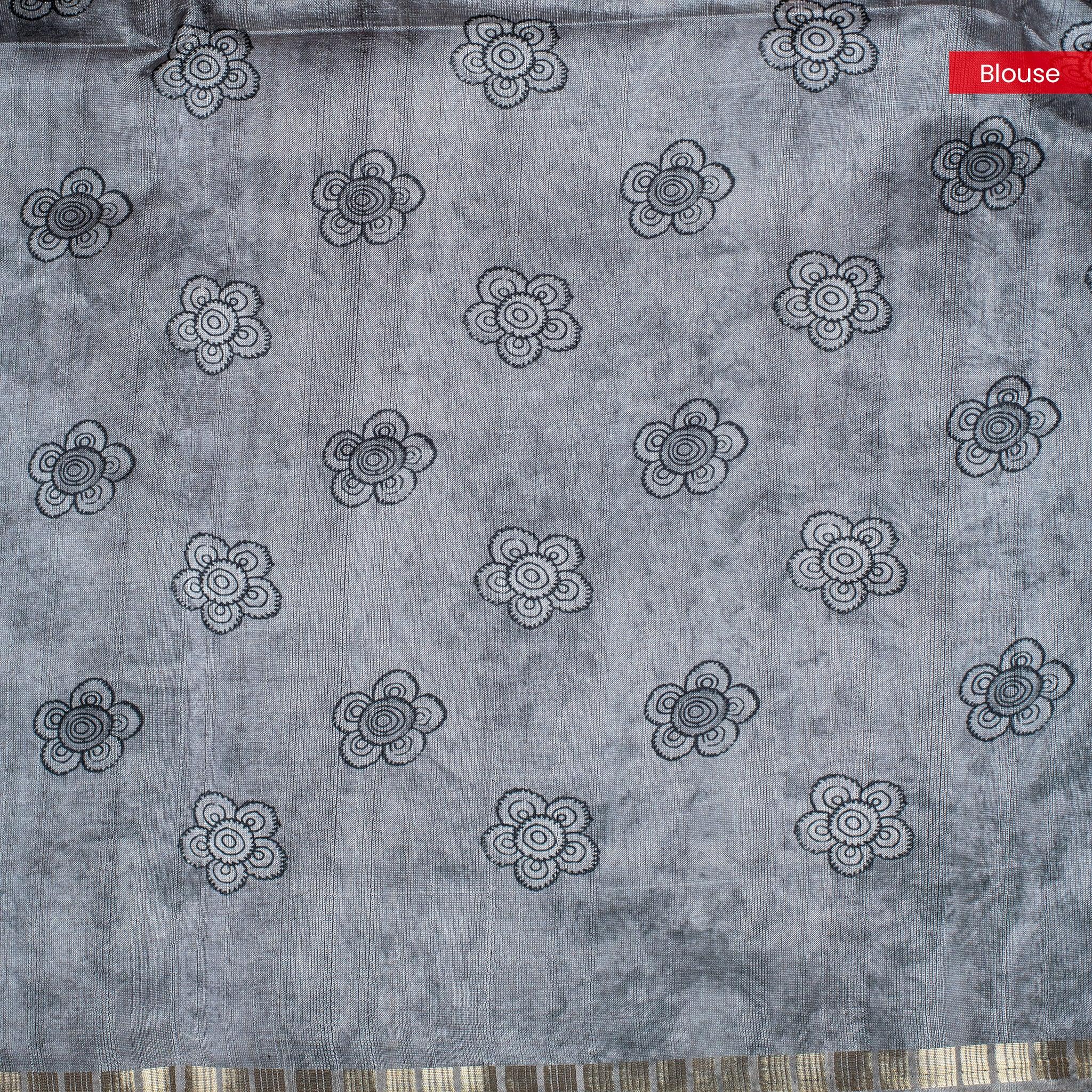 Semi Tussar Silk Saree – Kalamkari Floral & Animal Motifs - Kleem Boutique