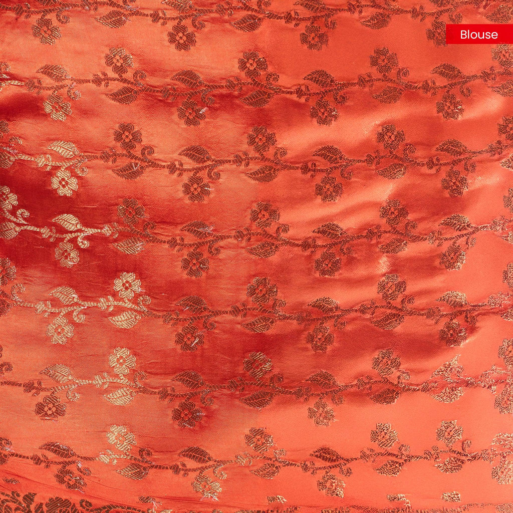 Raw Mango Saree – Red & Yellow Digital Print - Kleem Boutique