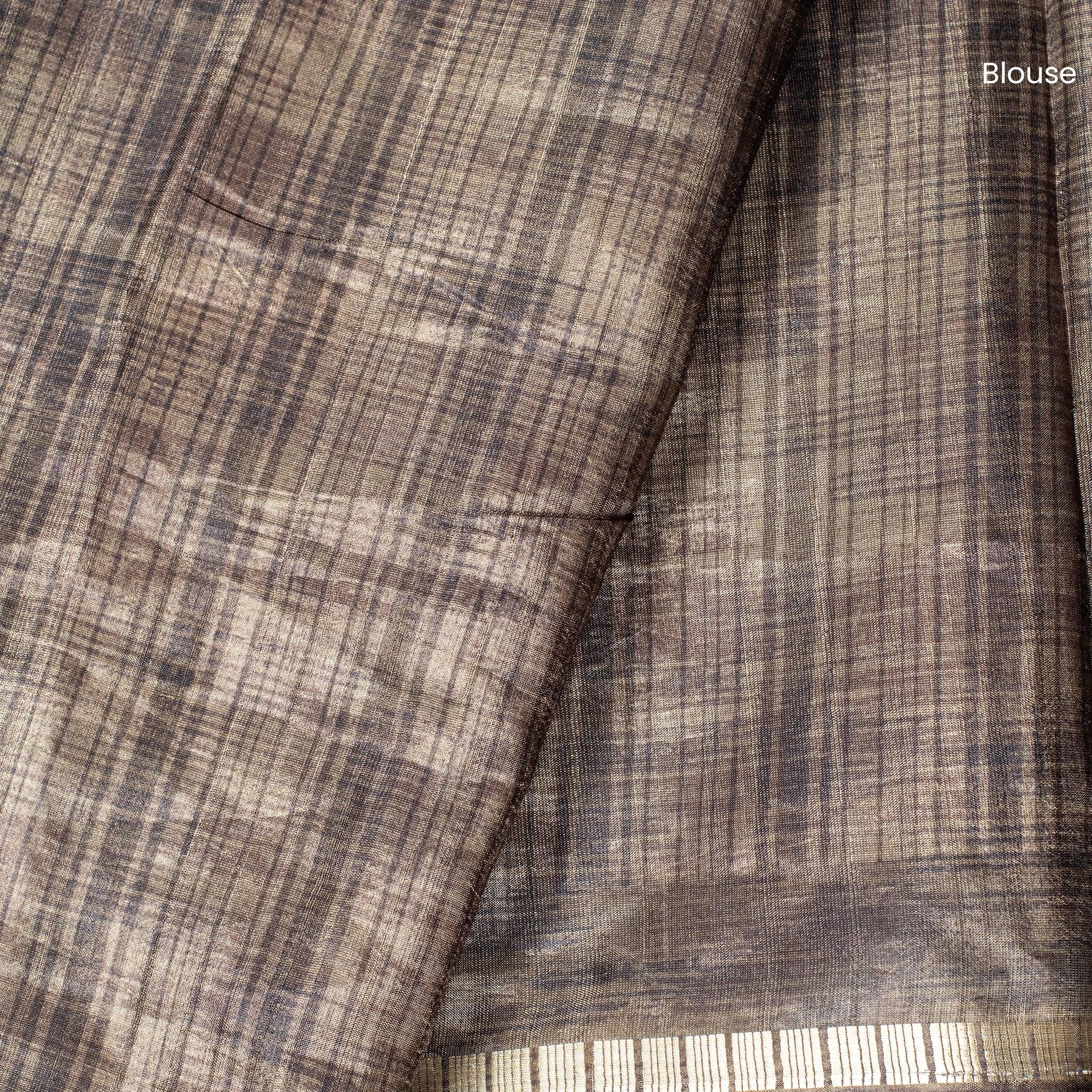 Semi Tussar Silk Saree – Kalamkari Floral Design with Zari Border - Kleem Boutique