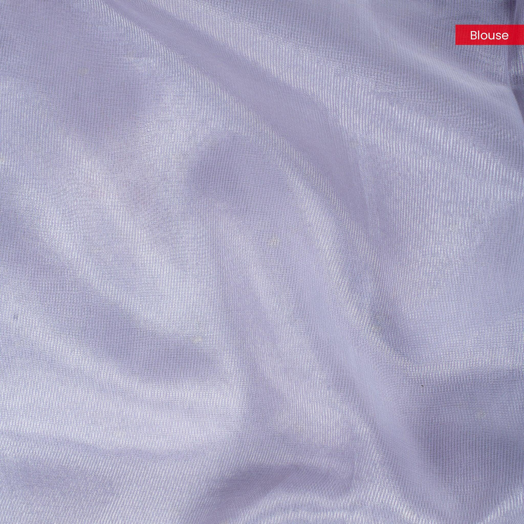 Tissue Organza Saree with Paithani-Inspired Border - lavender (light lilac) - Kleem Boutique