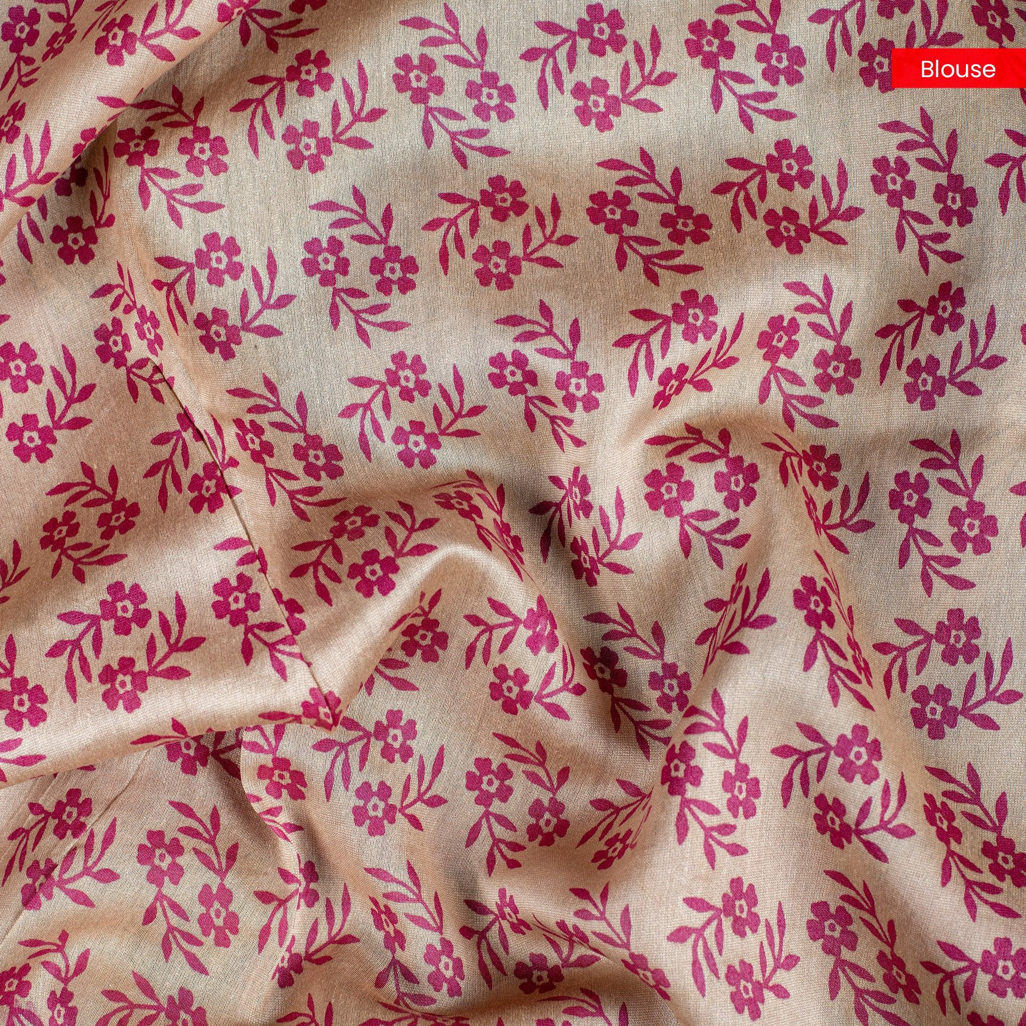 Pure Handloom Chanderi Cotton Saree with Floral Digital Print - Kleem Boutique