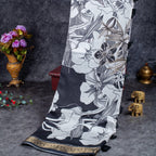 Saundarya Silk Saree – Classic Black & White Combination - Kleem Boutique