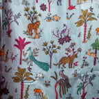 Pure Handloom Tussar Silk Saree – Digital Print with Antique Zari Border - Kleem Boutique