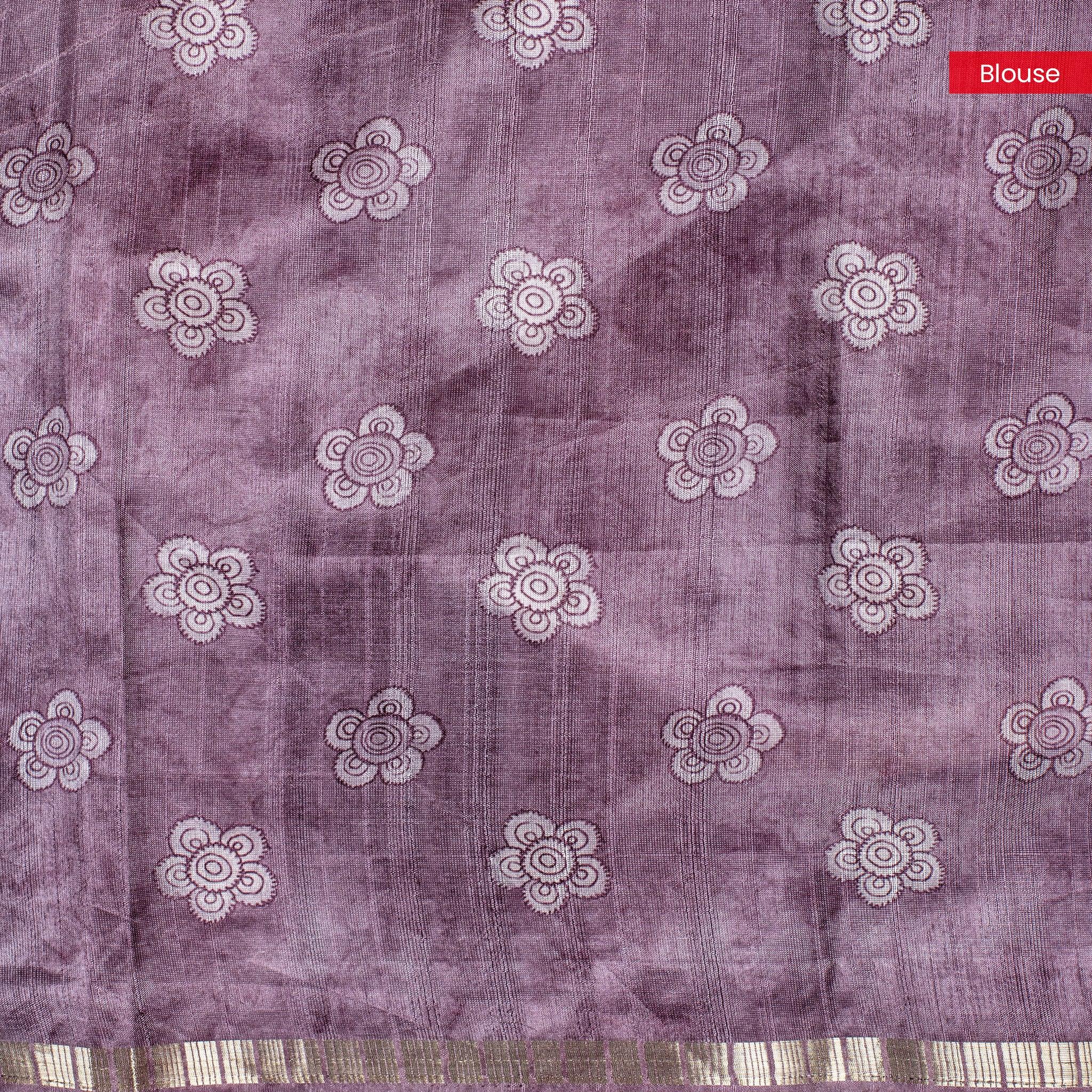 Semi Tussar Silk Saree – Kalamkari Floral & Animal Motifs - Kleem Boutique
