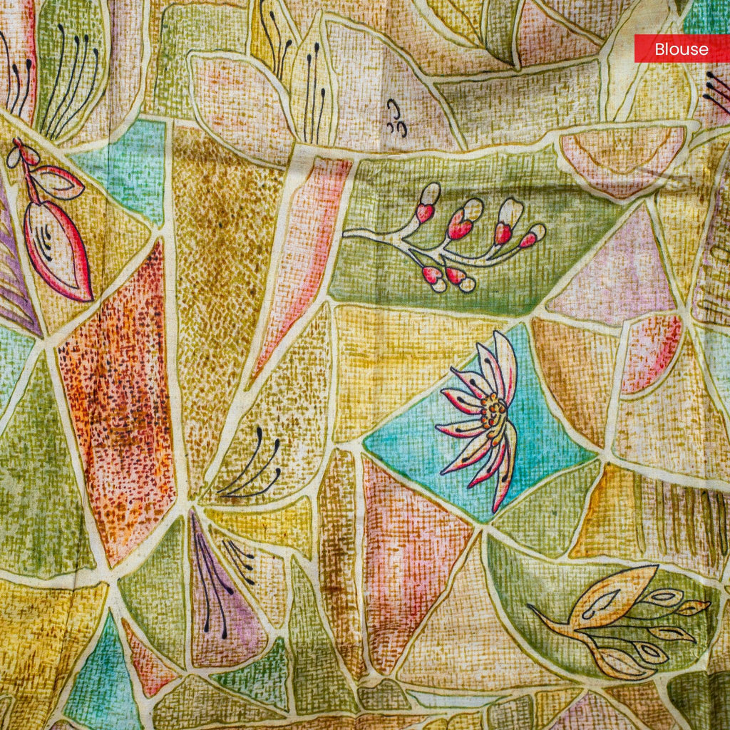 Pure Handloom Patola Silk Saree with Checks & Abstract Floral Border – Mustard Yellow - Kleem Boutique