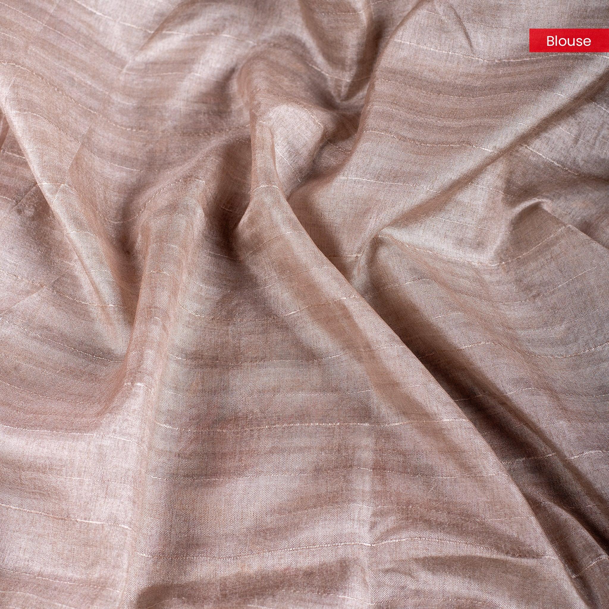 Semi Tussar Silk Saree – Leheriya Design with Kantha Border - Kleem Boutique