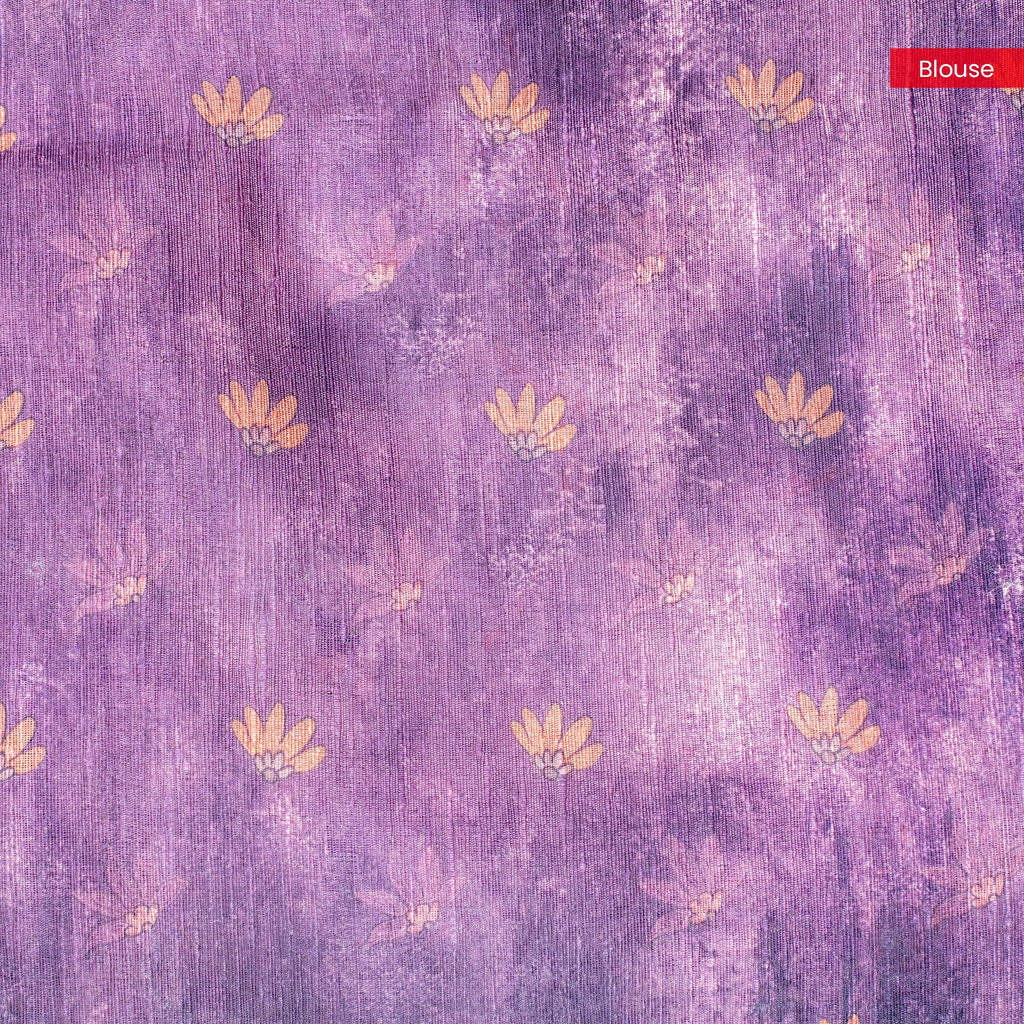 Semi Tussar Silk Saree – Eco Digital Floral & Leaf Print - Kleem Boutique