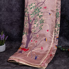 Pure Handloom Kora Tissue Saree – Appliqué & Aari Work - Kleem Boutique