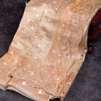 Pure Handloom Tissue Kora Saree – Appliqué & Embroidery Work - Kleem Boutique