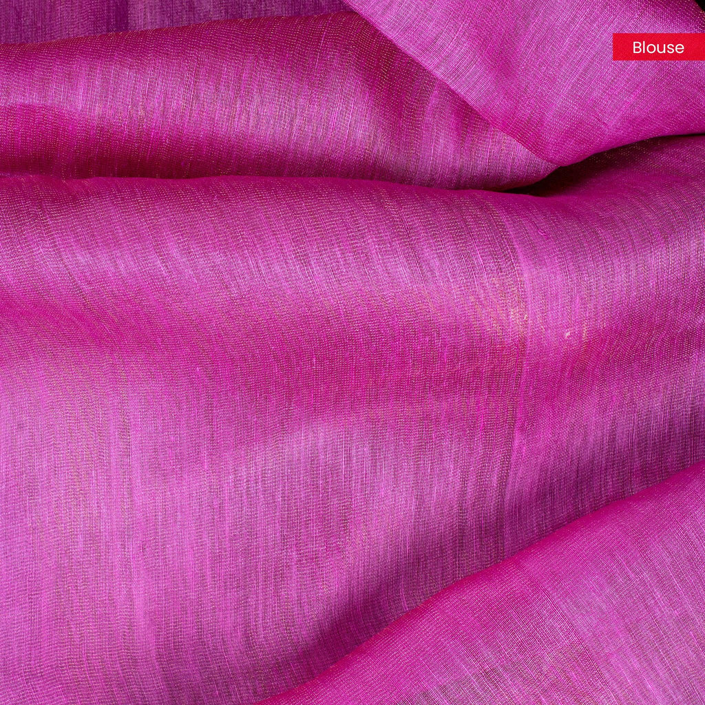 Jamdani Silk Saree with Horizontal Line Design – Handwoven Elegance - Kleem Boutique