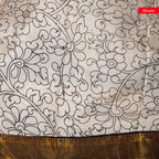 Pure Handloom Nizam Border Silk Saree with Kalamkari Print - Black & Off White - Kleem Boutique