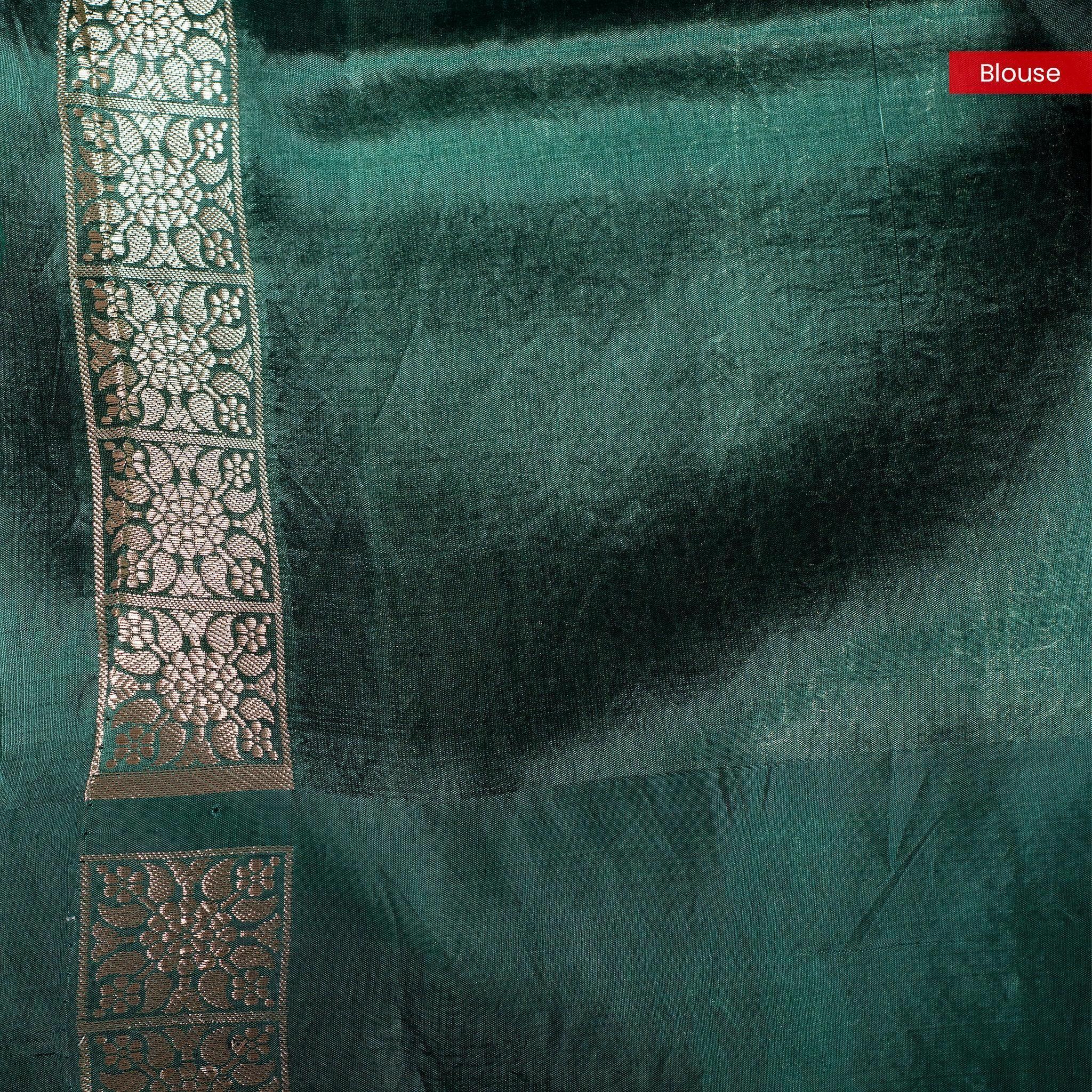 Banarasi Kora Saree – Bottle Green - Kleem Boutique