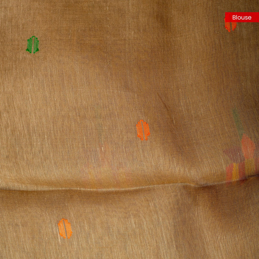 Matka Silk Jamdani Saree – Handwoven Artistic Elegance-Olive Green - Kleem Boutique