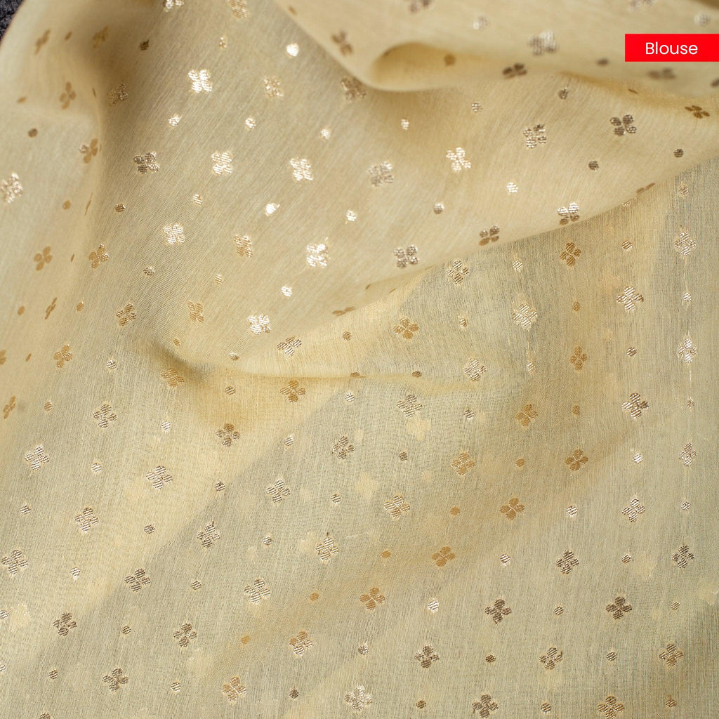 Pure Tussar Silk Saree with Organza Border & Pitta Work – Pale Yellow