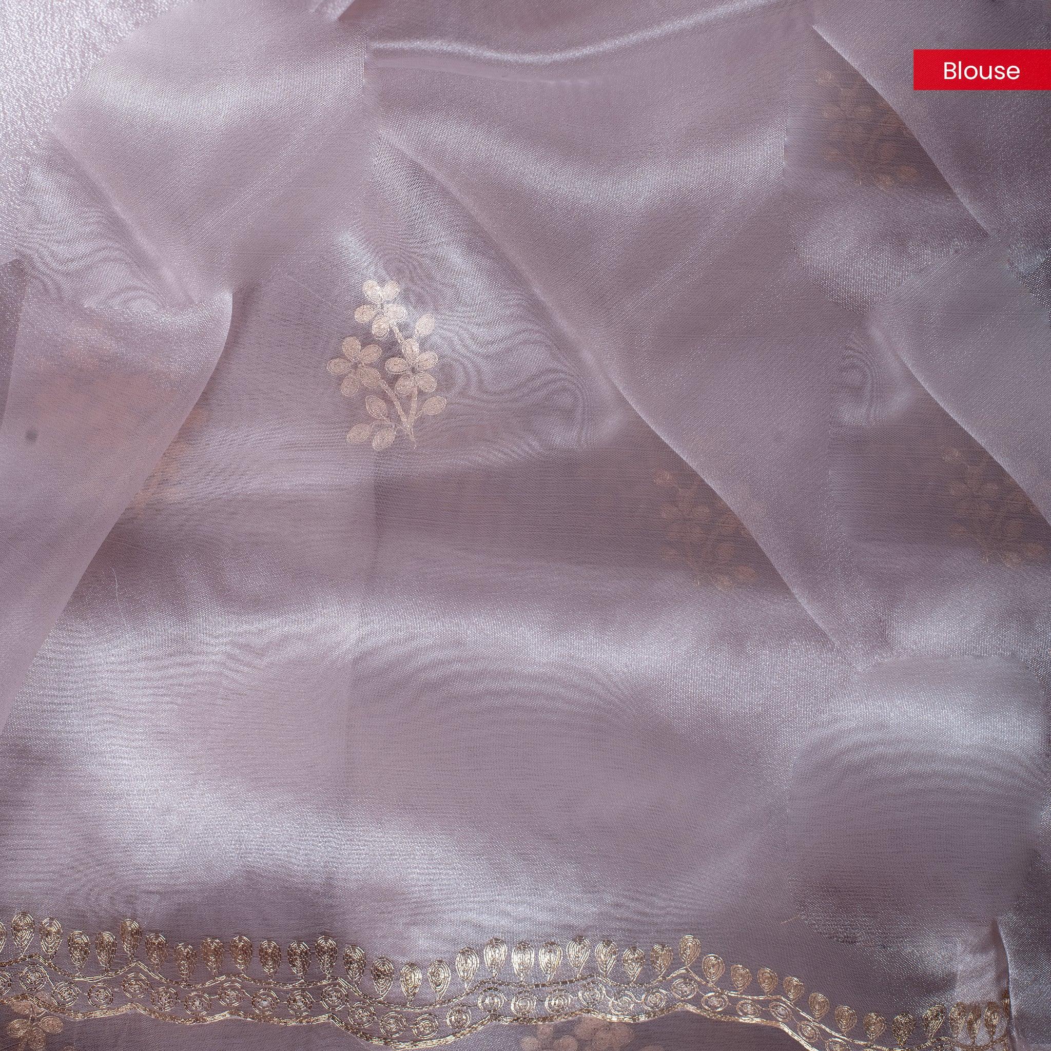 Tissue Kora Saree with Floral Embroidery Work - Kleem Boutique