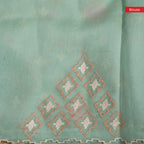 Soft Jute Tissue Organza Saree with Machine Embroidery – Elegant Pastels - Teal Green - Kleem Boutique