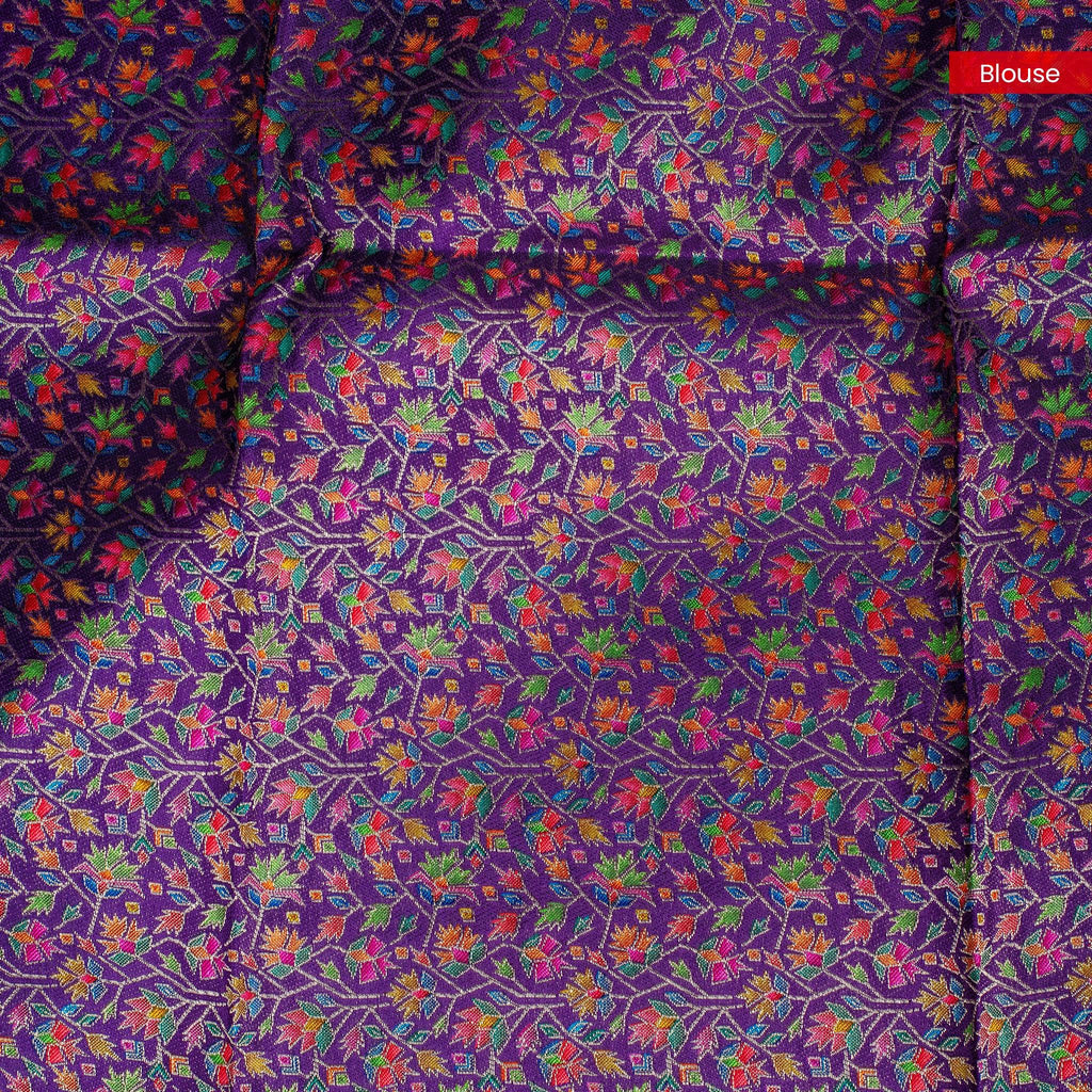 Mysore Crepe Saree with Contrast Blouse - Yellow - Kleem Boutique