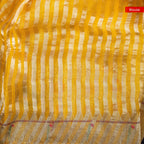 Pure Handloom Banarasi Kora Saree with Mukesh Work – Mustard Yellow - Kleem Boutique