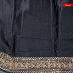 Pure Handloom Imported Italian Crepe Saree with Rich Floral Embroidery - Black