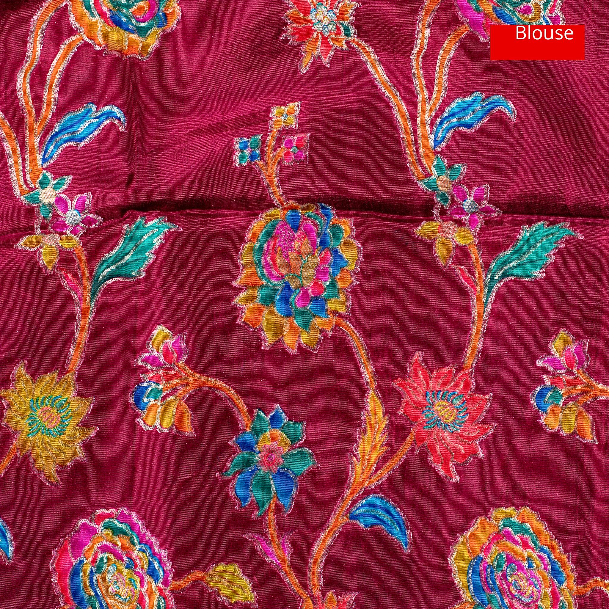 Mysore Crepe Sarees with Contrast Blouse - Orange - Kleem Boutique