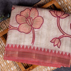 Semi Tussar Silk Saree – Vidarbha Style with Applique Work - Kleem Boutique