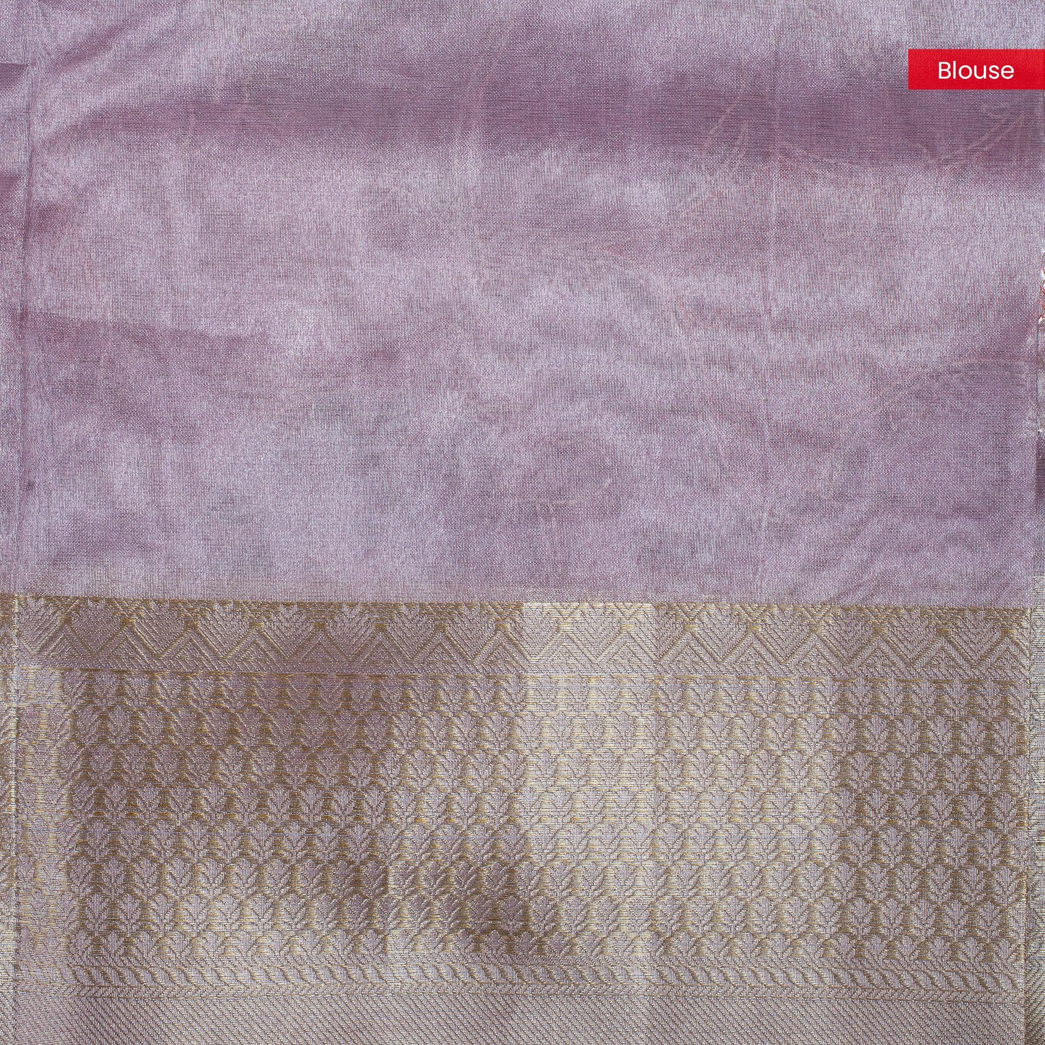 Kora Organza Saree – Pastel Floral Design Elegant Wear - lavender pink - Kleem Boutique