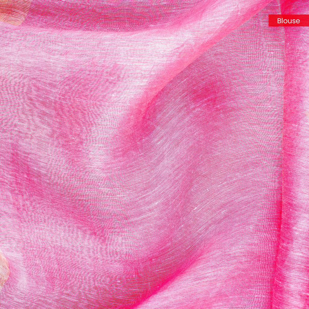 Matka Silk Jamdani Saree – Handwoven Artistic Elegance - Baby Pink - Kleem Boutique