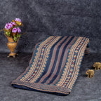 Pure Handloom Tussar Ajrakh Saree with Kutch Embroidery – Indigo Blue - Kleem Boutique