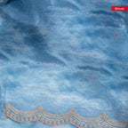 Tissue Kora Saree with Floral Embroidery Work - Powdered Blue - Kleem Boutique