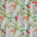 Pure Handloom Kanchi Jacquard Silk Saree with Floral Digital Border – Off-White & Gold - Kleem Boutique